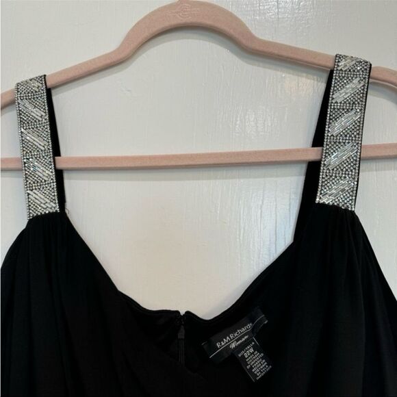 R&M Richards Black Cold Shoulder Gown with Rhinestone Detail Straps - 22W - NWT - Picture 6 of 10